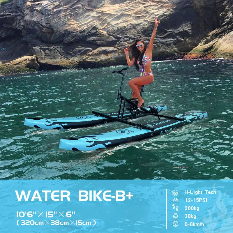 Spatium 2023 New Collection Popular Single Fishing Water Game Kayak Cone Inflatable Pedalo Floating Bike Pedal Bicycle Boat