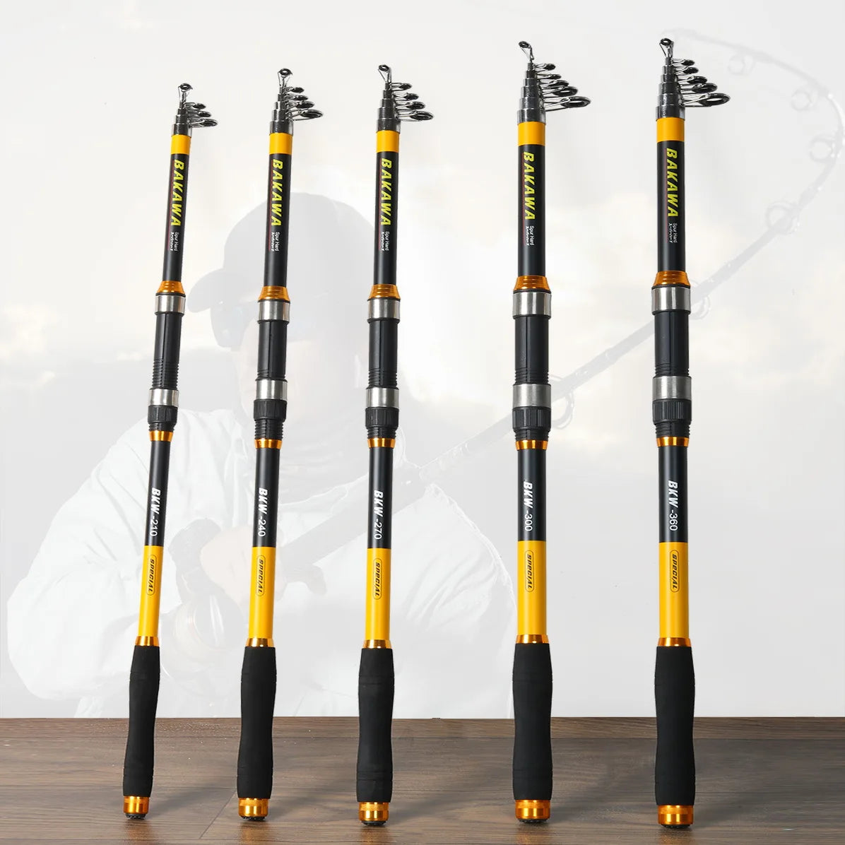 BAKAWA Fishing Rod Spinning Carbon Carp Telescopic Portable Pole 2.1M 2.4M 3.0M 3.6M Travel Boat Tackle