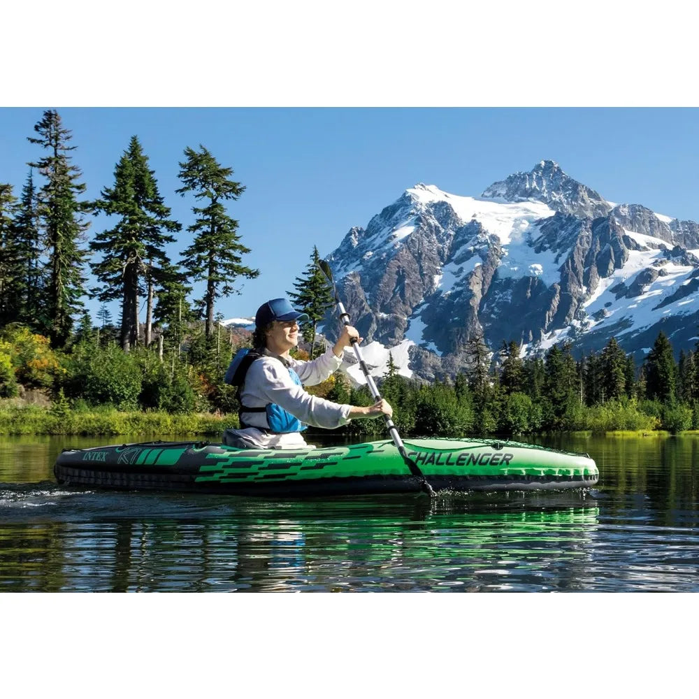 Challenger Inflatable Kayak Series: Includes Deluxe 86in Kayak Paddles and High-Output Pump – SuperStrong PVC – Adjustable