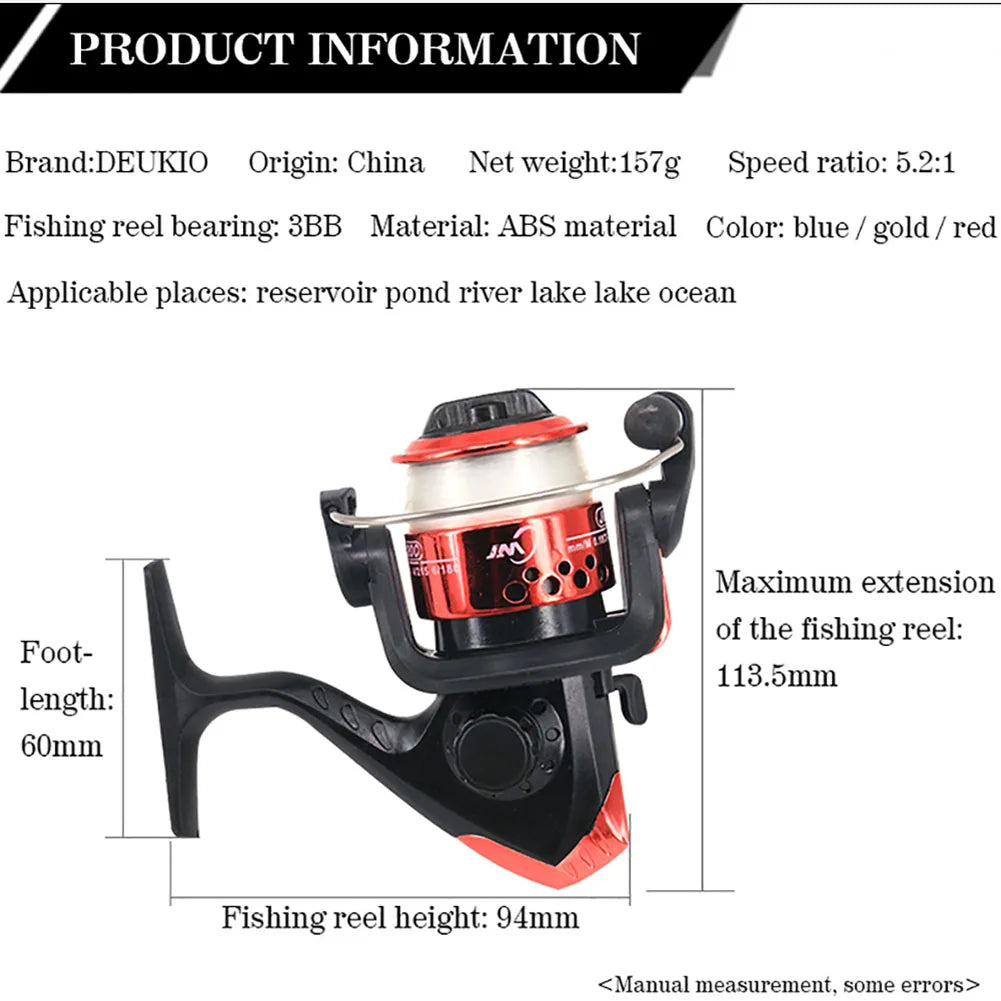 Folding Spinning Fishing Reel with 100m Fishing Line 5.1:1 Gear Ratio Distance Throwing Portable Ultralight Fishing Reel Wheel