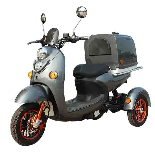 Three Wheel Pizza Food Cargo Transport Moped Electric Scooter Motorcycle With Box For Delivery