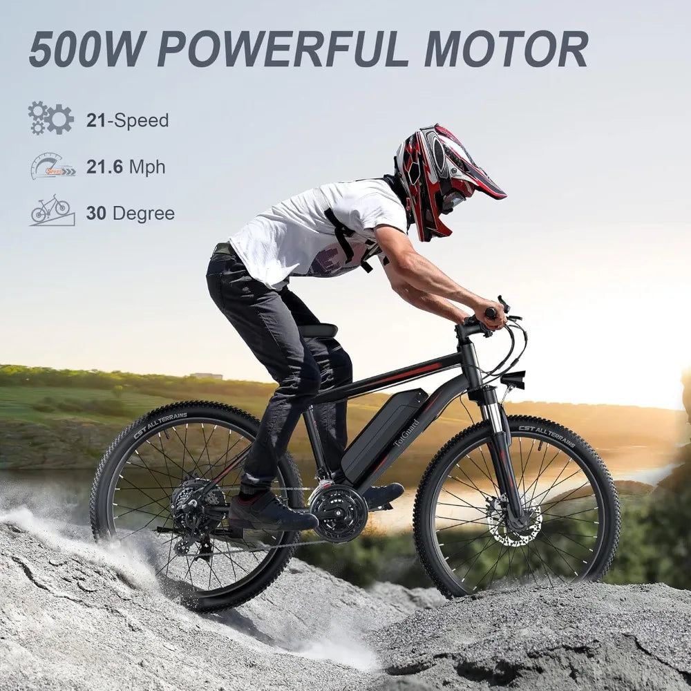 ADULT E-BIKE, PEAK 750W MOTOR, 27.5-INCH BIKE, 48V 499WH REMOVABLE BATTERY, 55-MILE ELECTRIC MOUNTAIN BIKE, 21.6MPH