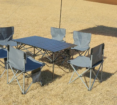 Portable Foldable Table and Chair Set for Camping Picnic BBQ Chair with Large Storage Bag