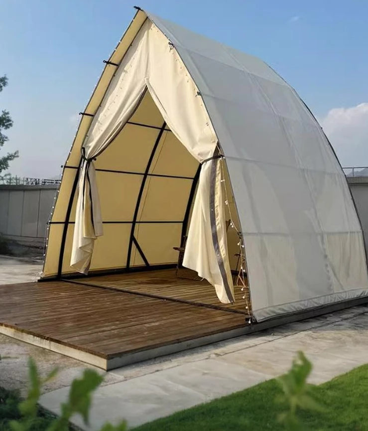 Outdoor tent camping hotel sailing camp tourism and leisure resort restaurant triangle account