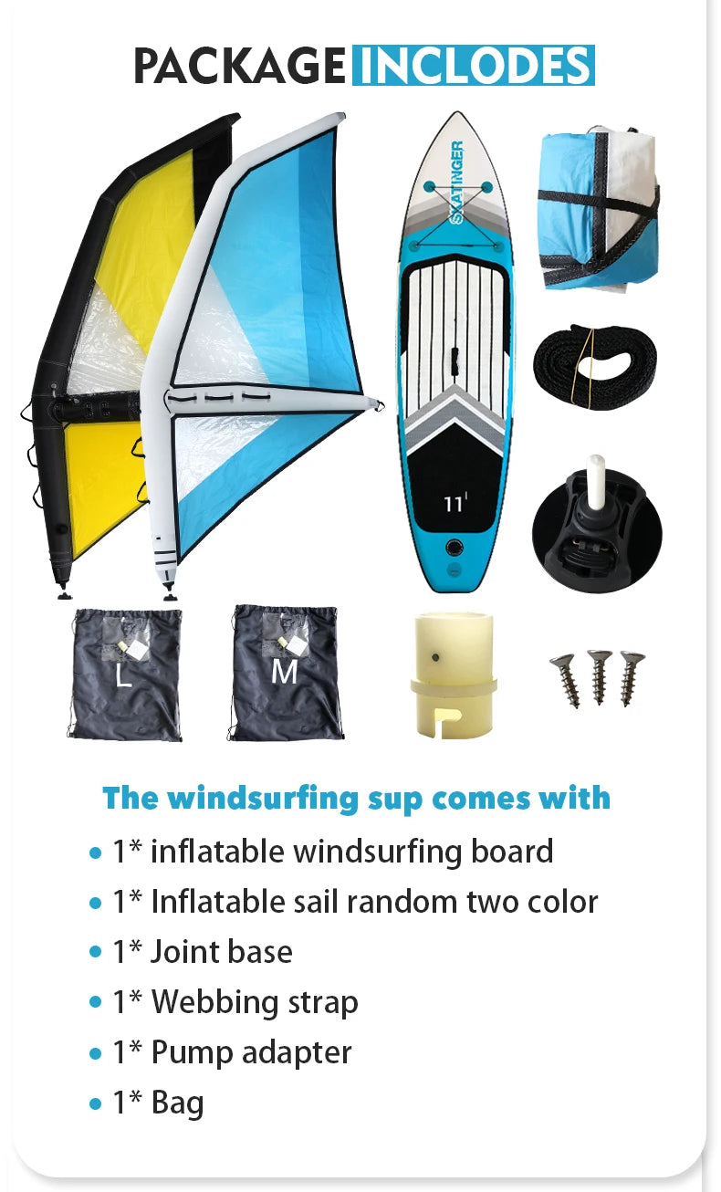 Skatinger windsurfing board with sail  inflatable windsurf wing sail with all accessories