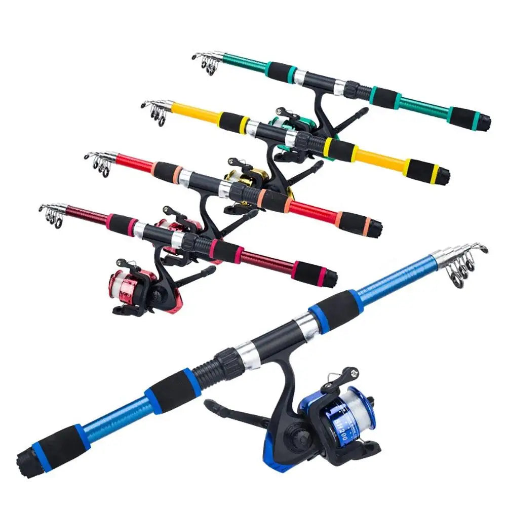 Portable 1.8m Telescopic Fishing Rod 5.5:1 Gear Ratio Spinning Fishing Reel Set With Fishing Line Fishing Gear