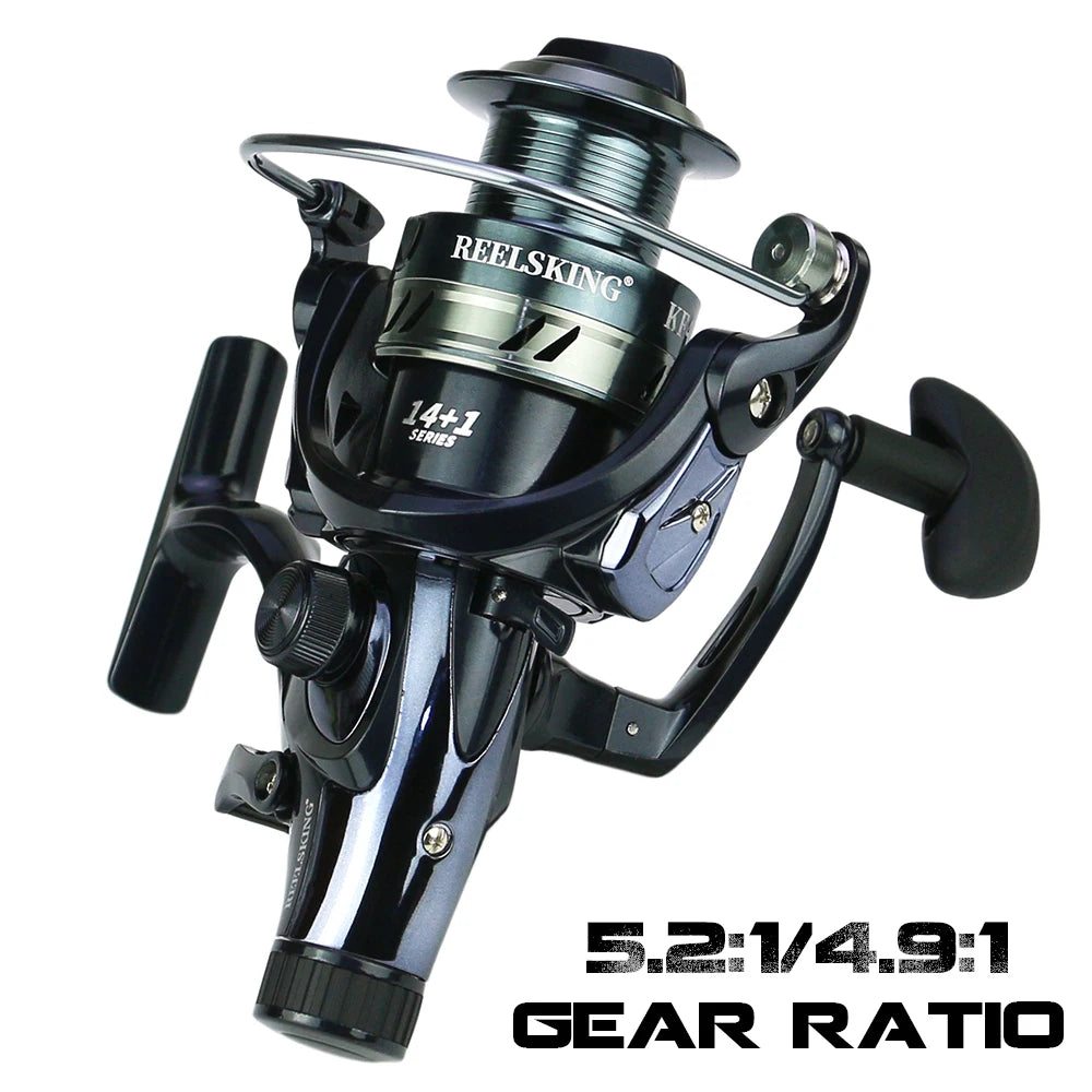 14+1BB Spinning Reel 5.2:1/4.9:1 Gear Ratio Max Drag 20Kg Carp Fishing Reel with Left Right Hand Interchangeable for Bass Pesca