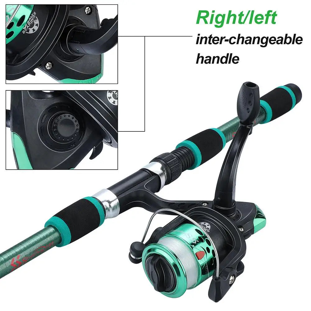 Portable 1.8m Telescopic Fishing Rod 5.5:1 Gear Ratio Spinning Fishing Reel Set With Fishing Line Fishing Gear