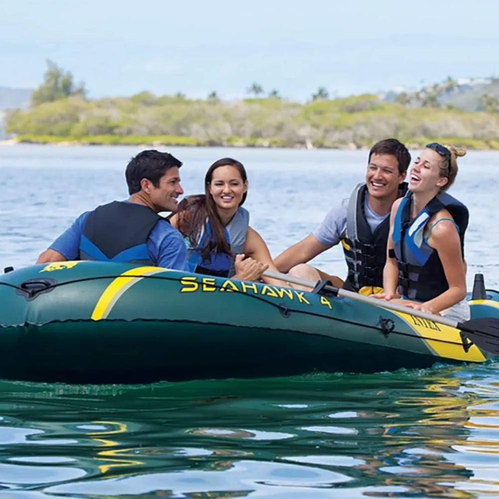 Seahawk Inflatable Boat Series: Includes Deluxe Aluminum Oars and High-Output Pump – SuperStrong PVC