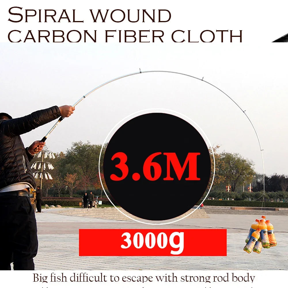 GHOTDA 2.1M -3.6M Carp Fishing Rod feeder Hard FRP Carbon Fiber Telescopic Fishing Rod fishing pole