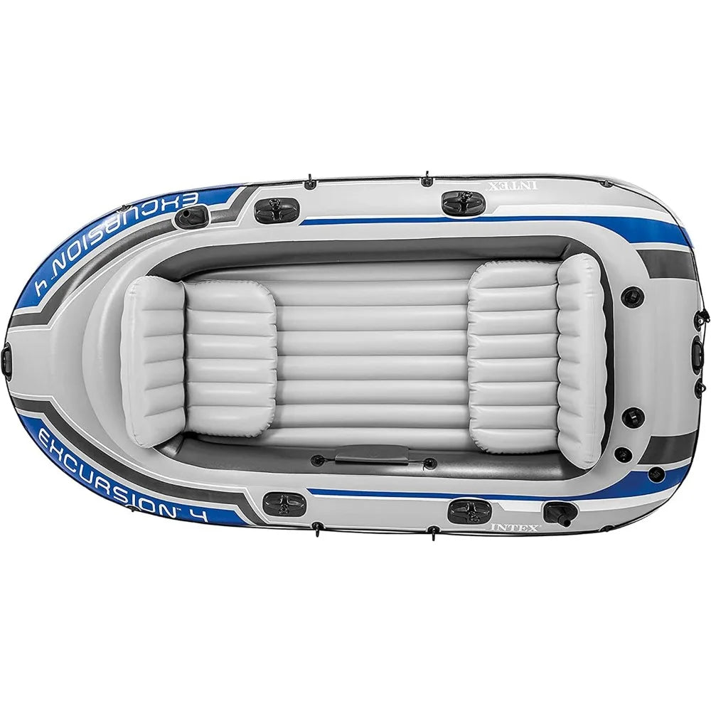 Excursion Inflatable Boat Series: Includes Deluxe 54in Boat Oars and High-Output Pump – SuperTough PVC