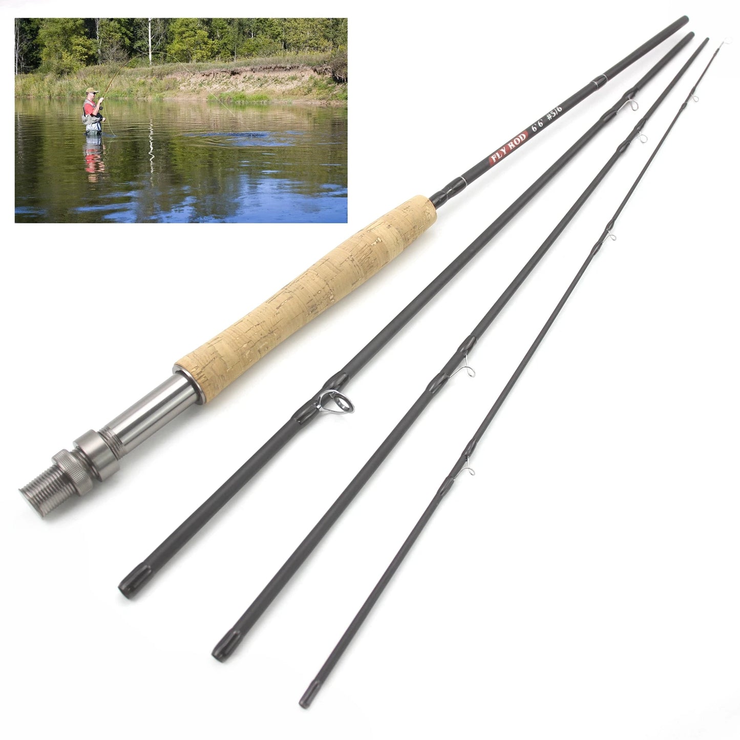 NEW 2.1M 7FT Fly Fishing Rod Carbon Fiber 5/6 WT Slow Action Cork Handle 4 Sec Lightweight River Fly Rod Fishing Goods FISH ROD