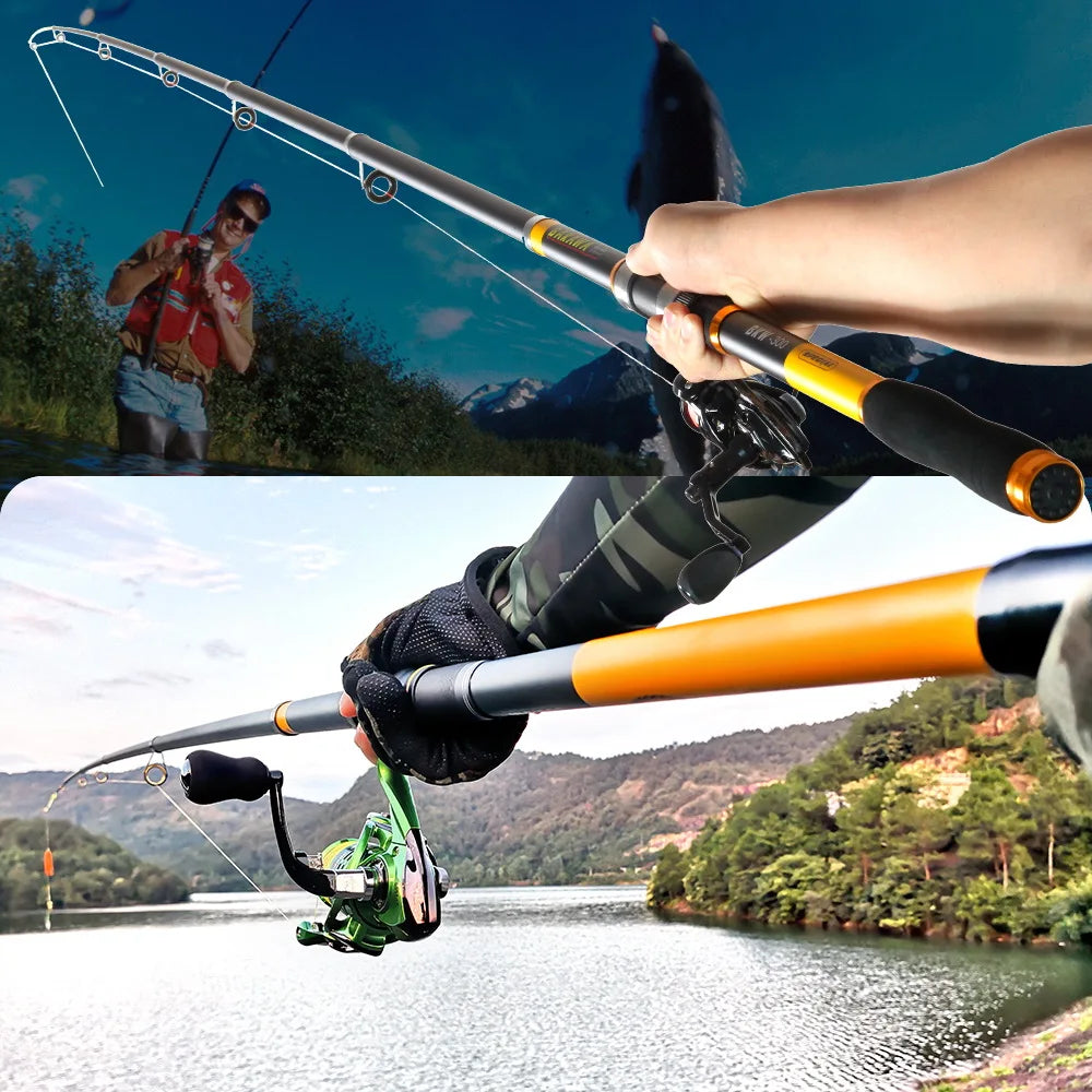 BAKAWA Fishing Rod Spinning Carbon Carp Telescopic Portable Pole 2.1M 2.4M 3.0M 3.6M Travel Boat Tackle