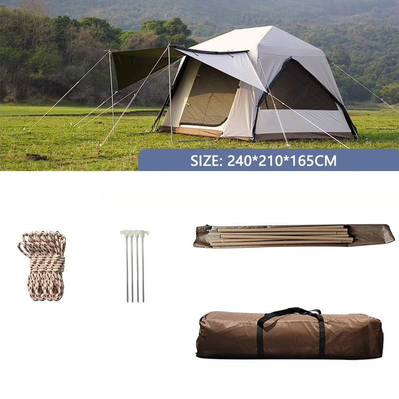 Large Outdoor Camping Tent Luxury Pop-Up Sun-Proof & Rainproof Windproof Waterproof for 5-6 People Made of Oxford Aluminum