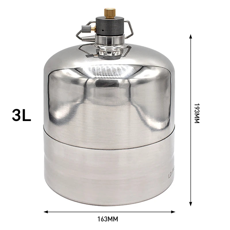 Outdoor Camping 304 Stainless Steel Bottle LPG Gas Canister Circulating Inflatable Gas Tank Portable Stove Camping Equipment