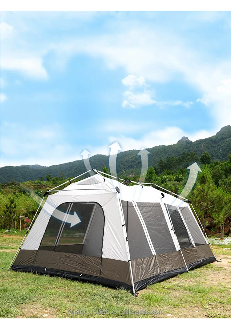 Outdoor Camping portable popup Tent With 2 Rooms Waterproof Extra Large Space 8-10 Persons Family luxury big camping Tent