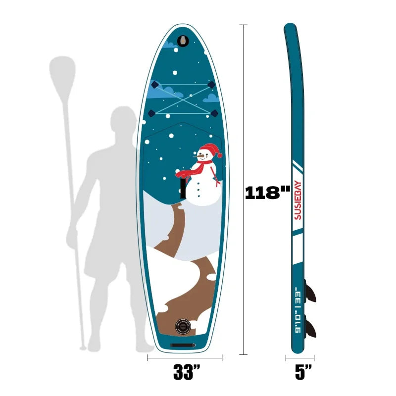 Inflatable Stand Up Paddleboard, Hot Welding SUP Board, Snowman Sup Paddle Board, Reinforced, Premium SUP Pack