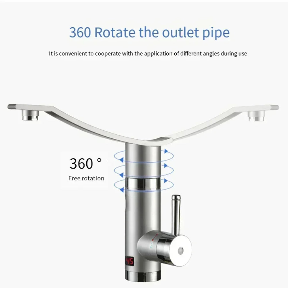 Instant Water Faucet Electric Hot Faucet 3000W° Rotating Adjustable Temperature Bathroom/Kitchen Instantaneous