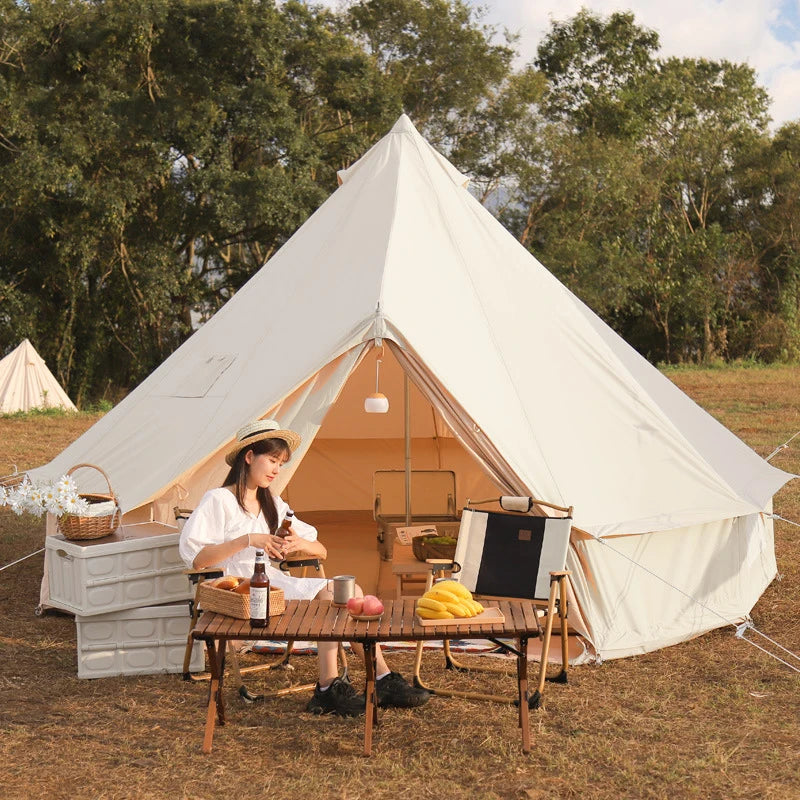 Luxury Canvas Tents Camping Outdoor Waterproof Sturdy Steel Frame Clamping Canvas Bell Tent