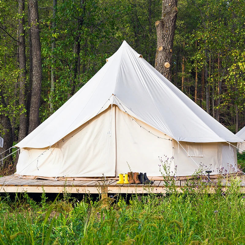 Luxury Outdoor Camping and Glamping Yurt Tent Breathable 100% Cotton Canvas Bell Tent with Stove Jack