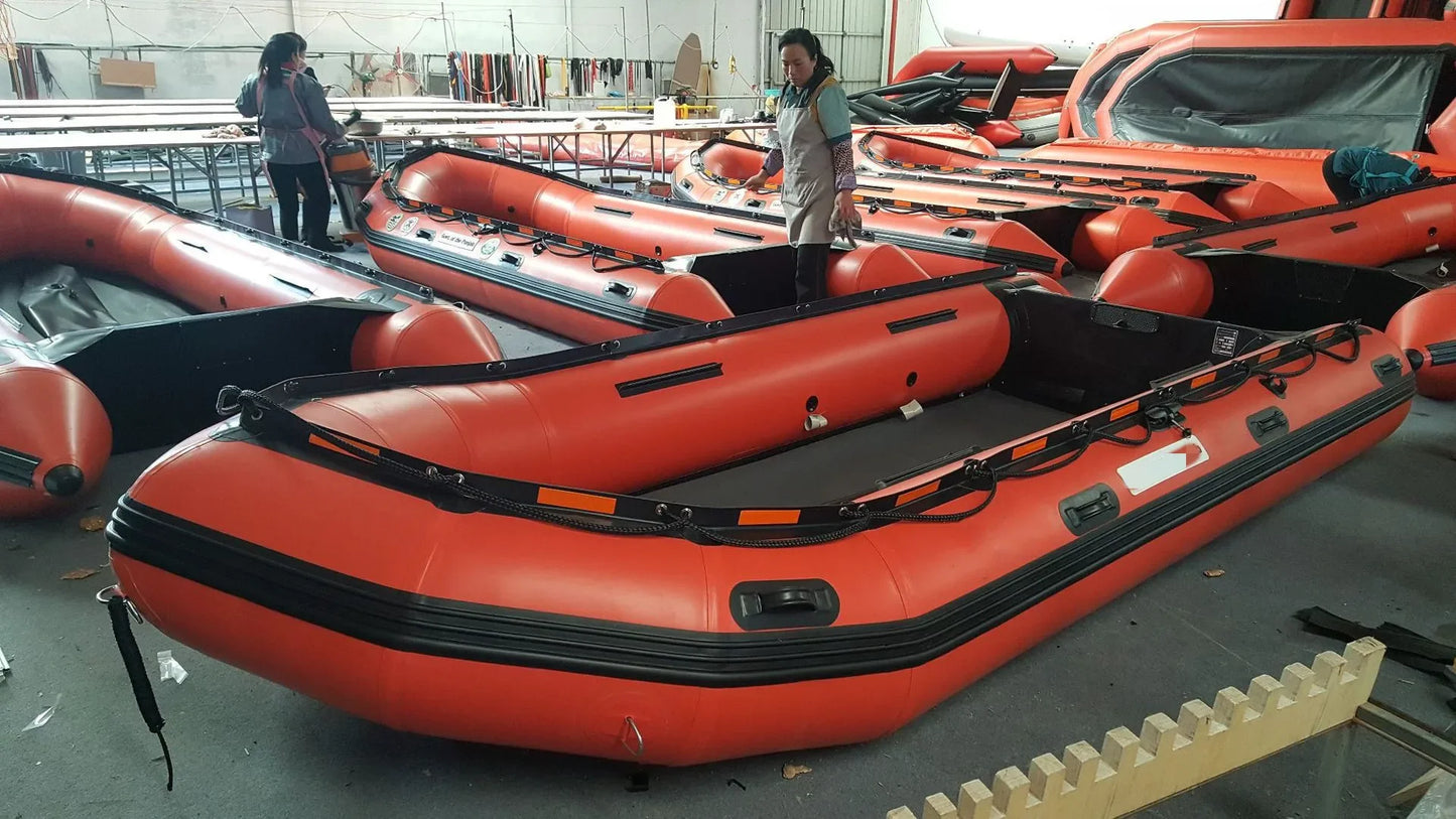 Inflatable Canoe rubber boat  fishing boat 4.3m / 14ft aluminium bottom boat 10 person