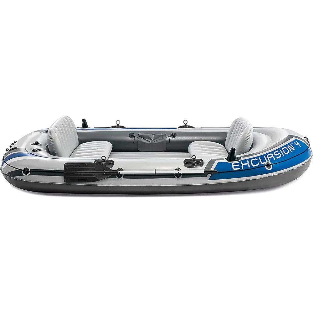 Excursion Inflatable Boat Series: Includes Deluxe 54in Boat Oars and High-Output Pump – SuperTough PVC