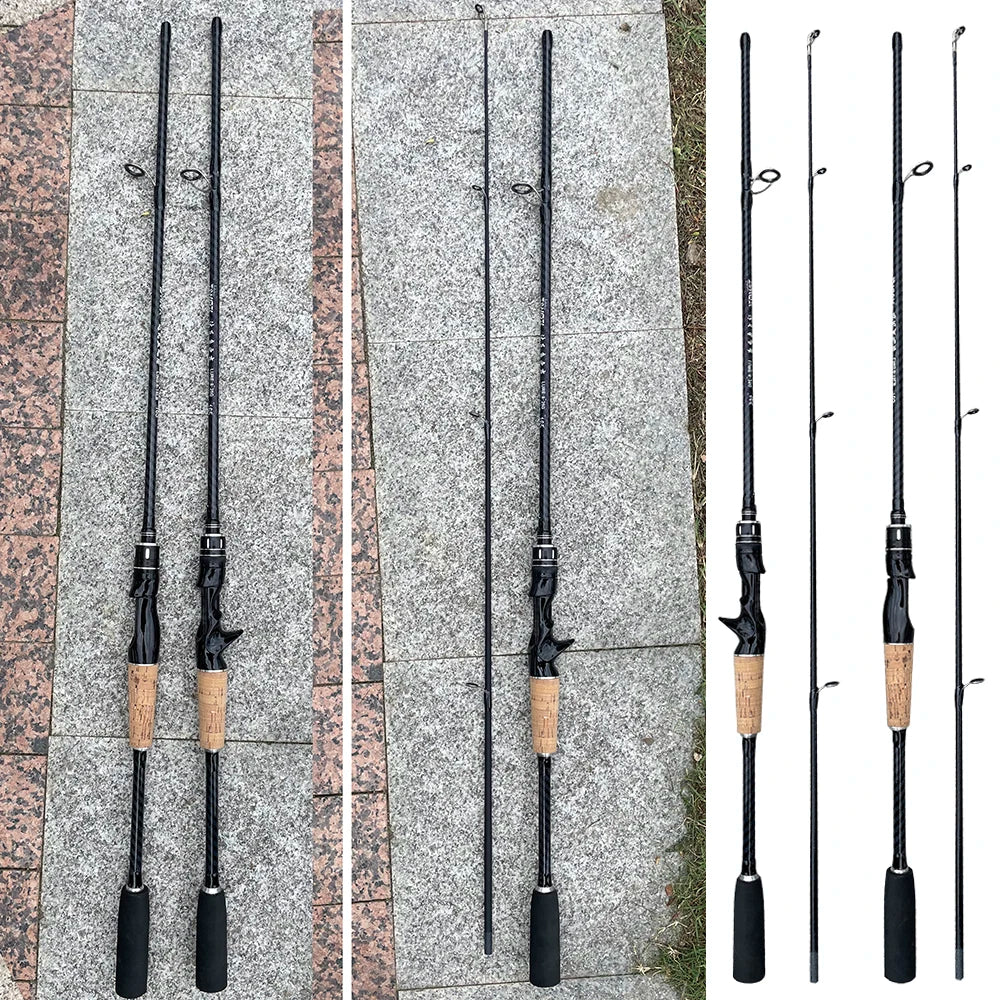 Fishing Rod Carbon Fiber ML 2 Sections Spinning/Casting Lure Pole 1.65m/1.8m Bait Wt. 8-25g with Ceramic Guide Ring Jigging Pole