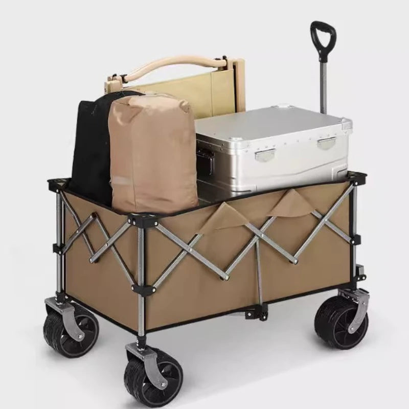 Folding Cart Portable Foldable Picnic Wheel Cart Large Campsite Storage Organization Table Board Dual Use Car Box Table Tools