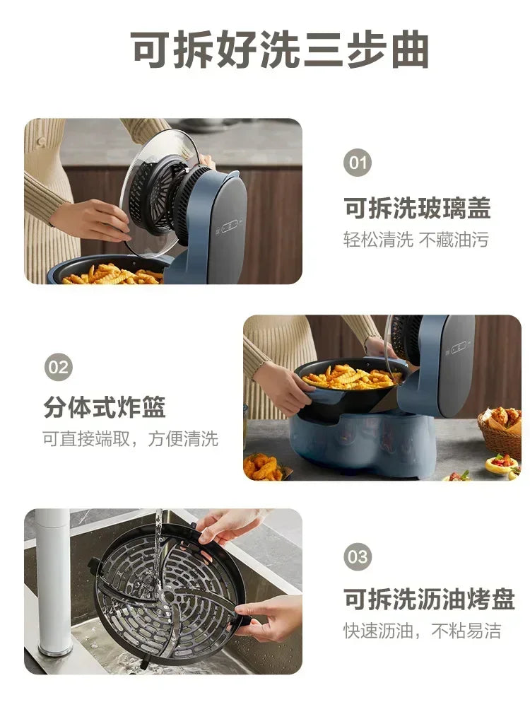 Visible Air Fryer - 5L Large Capacity, Oil-free Steam Fryer, Intelligent Household, Airfryer Machine, Freidoras de Aire