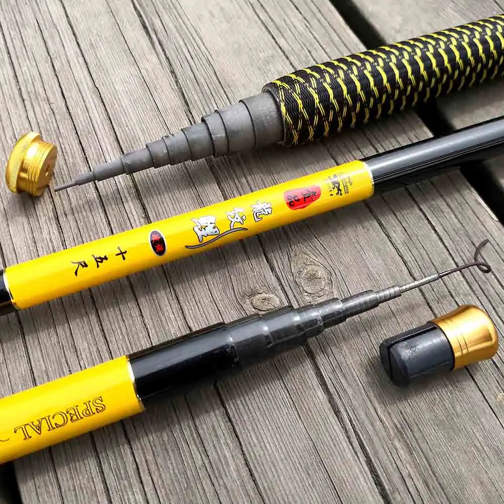 PAZA  Fishing Rod Carbon Fiber Telescopic Ultralight Stream Hand Carp Freshwater Feeder Pole 2.7/3.6/4.5/5.4/6.3/7.2M Tackle