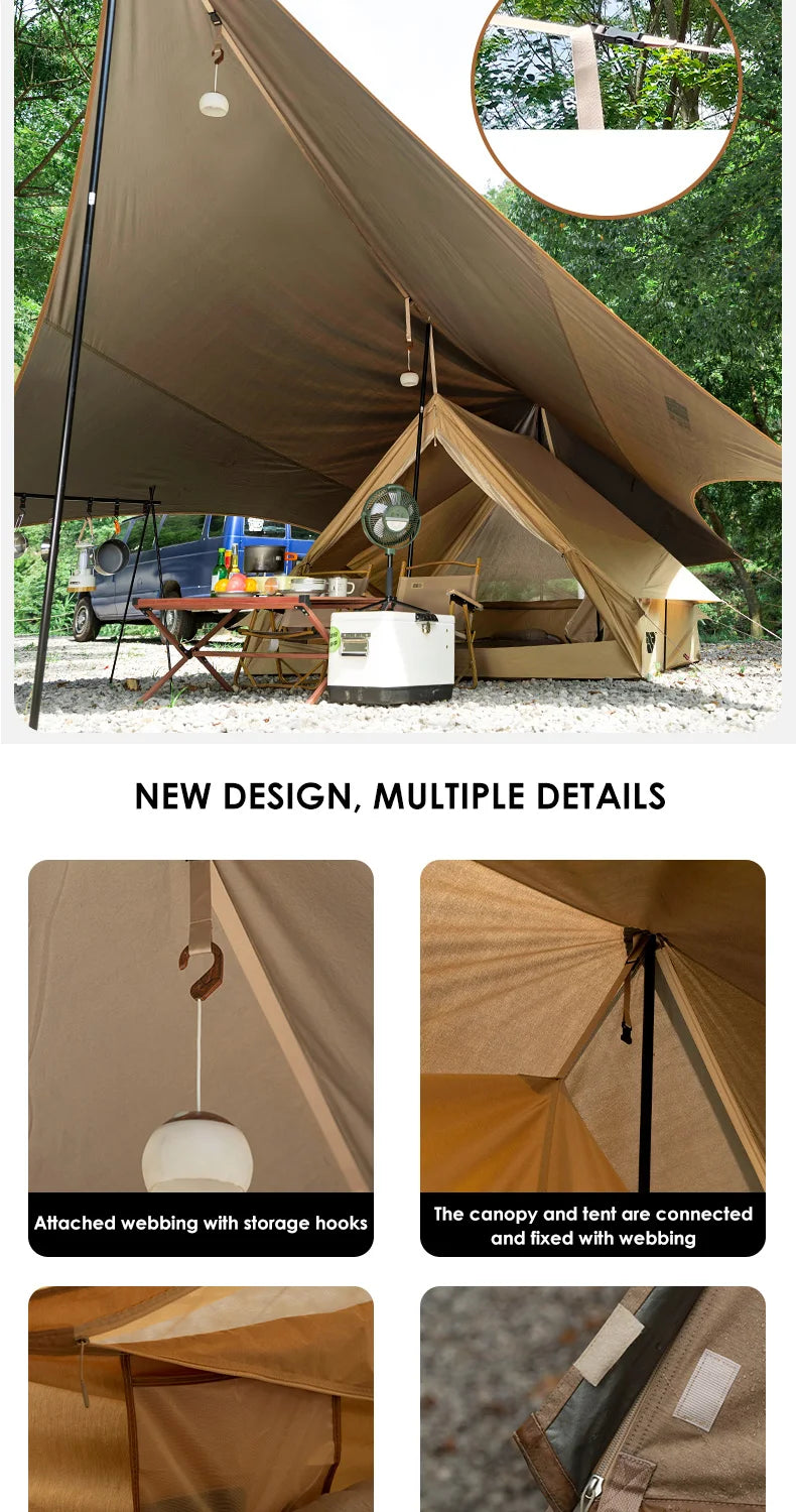 Aluminum pole outdoor luxury camping portable large tent 5-6 people waterproof double layer thickened tent campsite