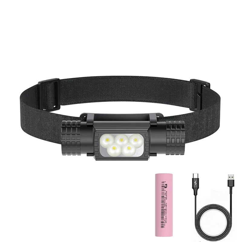 Portable USB C Rechargeable LED Headlamp EDC Flashlights 18650 Battery Super Bright High Lumens Hunting H25S Head Lamp Light