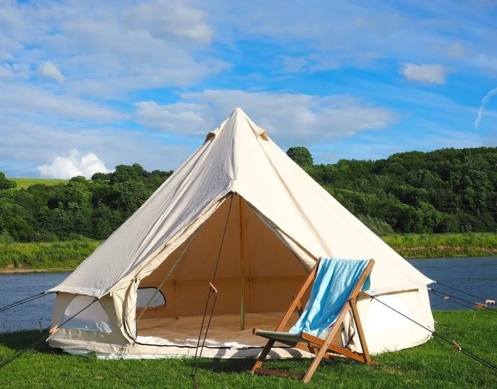 Luxury Outdoor Camping and Glamping Yurt Tent Breathable 100% Cotton Canvas Bell Tent with Stove Jack