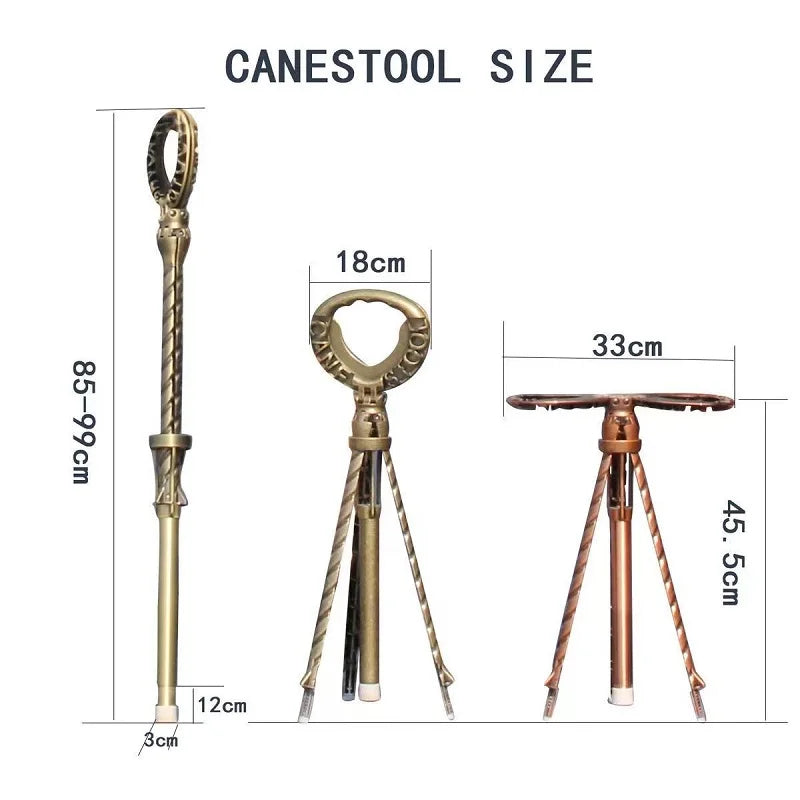 Outdoor Multi-Functional Ultra-Light Aviation Aluminum Alloy Retractable Cane Stool, Trekking Self Defense Hiking Climbing Stick