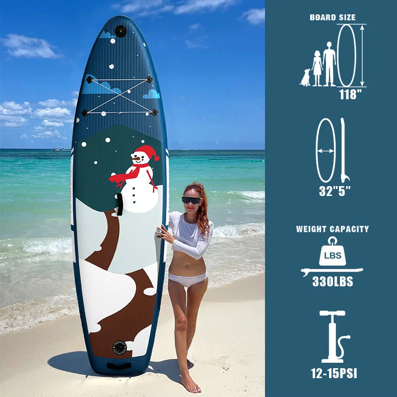 Inflatable Stand Up Paddleboard, Hot Welding SUP Board, Snowman Sup Paddle Board, Reinforced, Premium SUP Pack