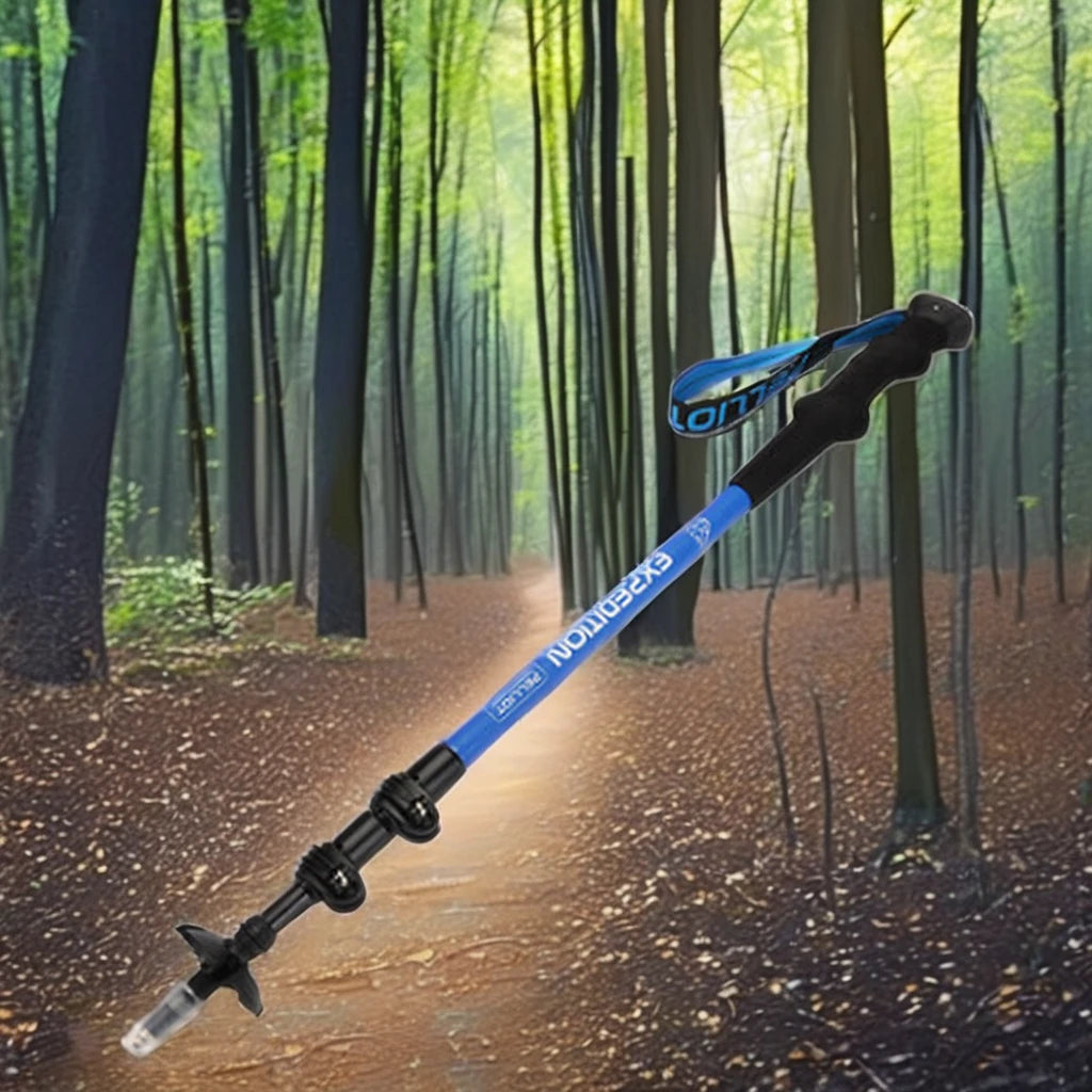 Hot Sale Telescopic Carbon Fiber Aluminium Walking Stick Cork Adjustable Hiking Balance Trekking Poles Rubber Tip Camping