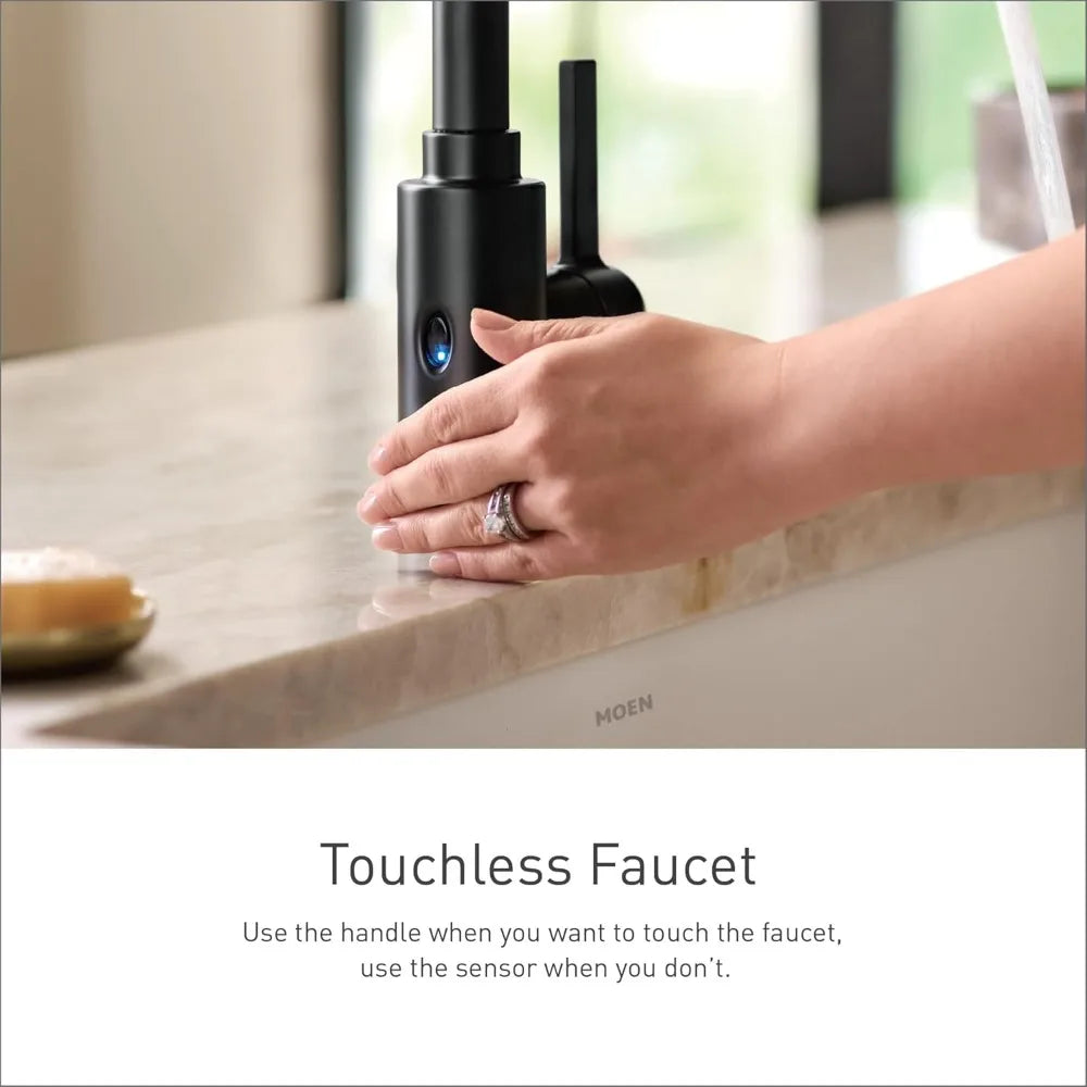 Stainless Touchless One-Handle Kitchen Faucet, Motion Activated Pull Down Kitchen Sink Faucet with Soap Dispenser