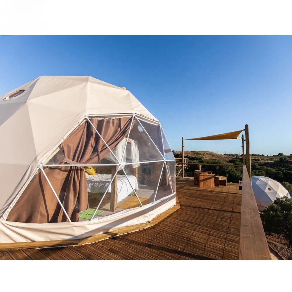 Luxury Igloo Glamping Resort Geodesic Dome Tents with bathroom equipment