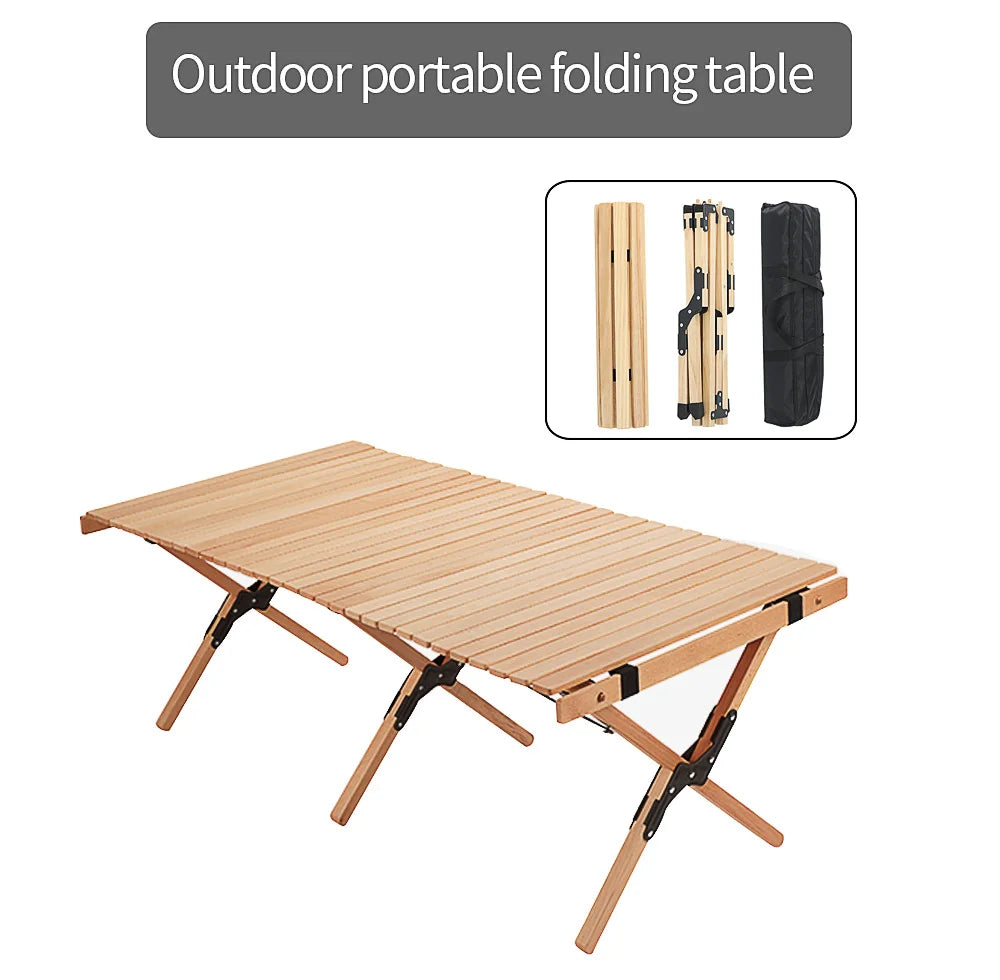 Foldable Portable Beach Garden Multi-use Roll Up Wooden Walnut Camping Outdoor Picnic Table