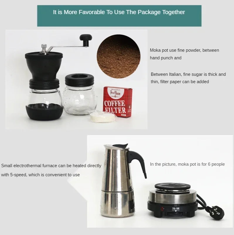 Moka Expresso Coffee Makers 4/6 Cups 304 Stainless Steel Coffee Moka Pot Maker Machine Stove Top Geyser Coffee Machine