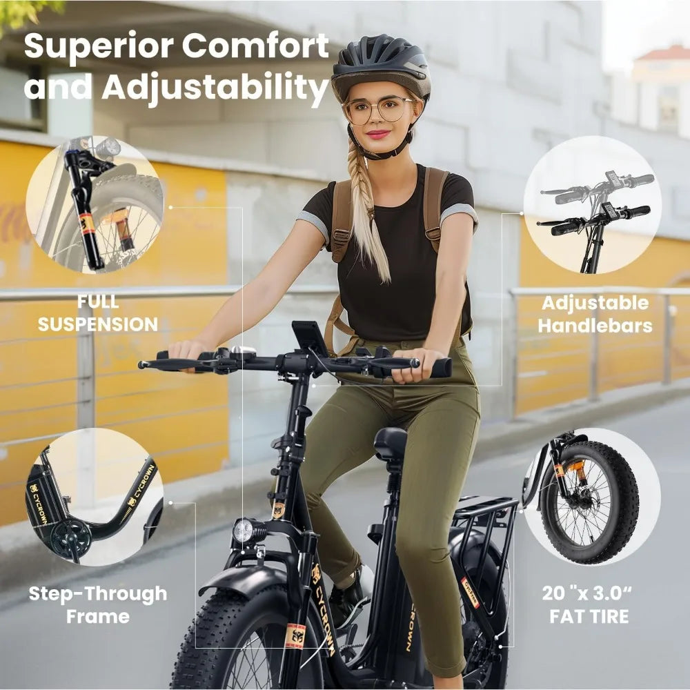 Electric Bike for Adults,1000W Peak Motor Ebike with 48V 15.6Ah Removable Battery up to 75+Miles 20MPH Commuter Electric Bicycle