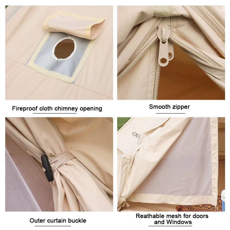 Professional Outdoor Canvas Cabin Bell Tents Waterproof 4 Season Luxury Camping Glamping Tent