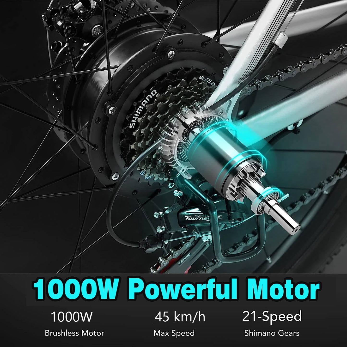 29inch Electric Bike for Mens with Powerful 1000W Motor 45km/h 48V 17.5AH Removable Battery Ebike Electric Mountain Bike E-MTB