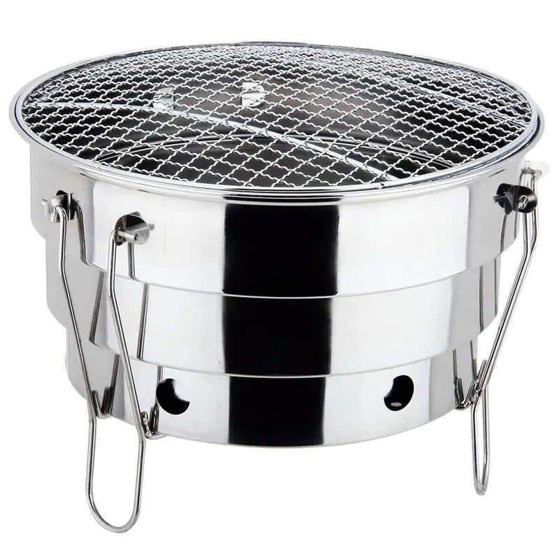 Portable Outdoor BBQ Grill Folding Split Stainless Steel Fire Pit Cooking Supplies Indoor Camping Picnic Charcoal Grill Burner