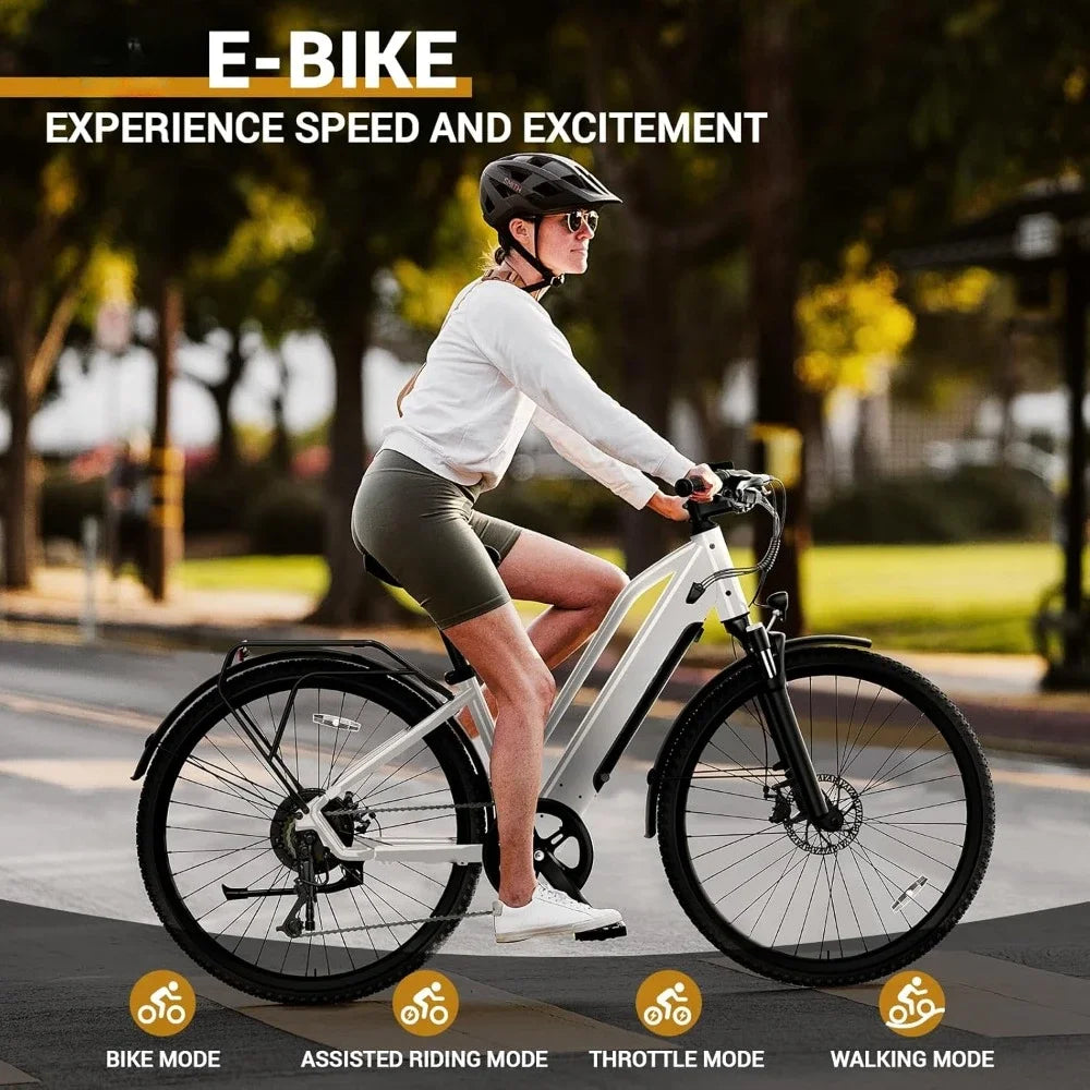 Electric Bike, 23MPH,26" Tire, Peak 500W Motor, Range 40 Miles, 7-Speed with 360Wh Removable Battery, LCD Display, Electric Bike