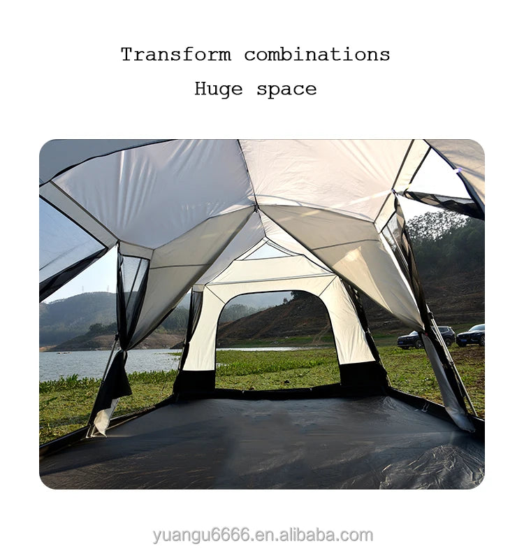 Outdoor Camping portable popup Tent With 2 Rooms Waterproof Extra Large Space 8-10 Persons Family luxury big camping Tent