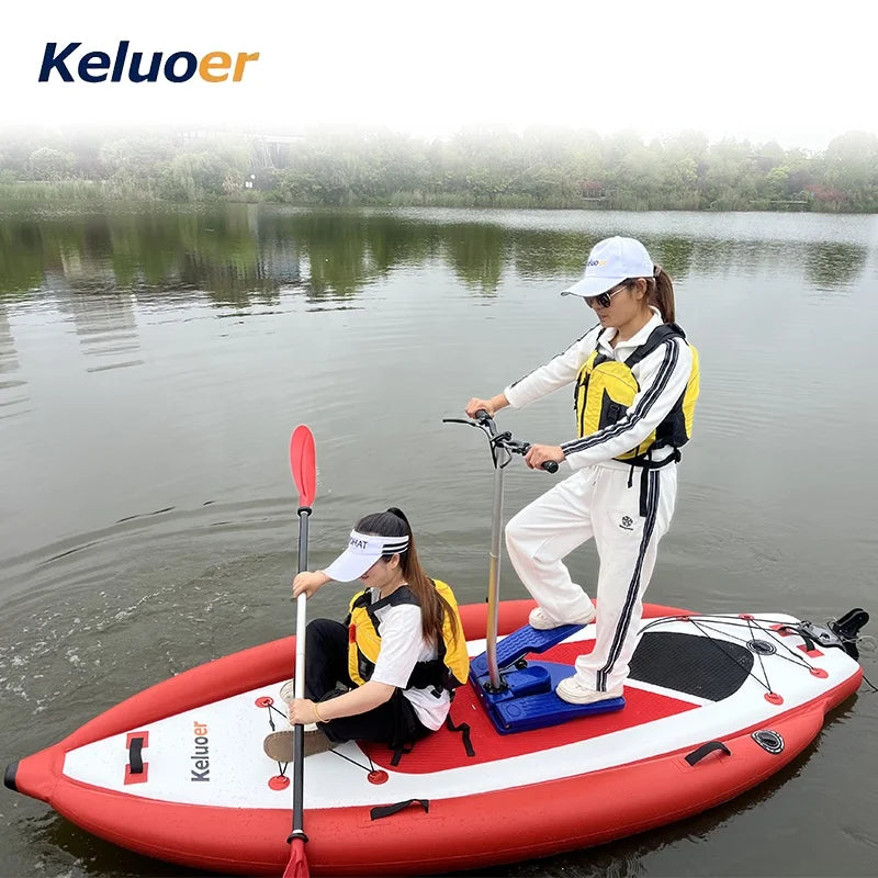 Lightweight Inflatable Fishing Pedal Kayak 12 FT Single Person Standing On Top Ocean Kayak PVC Material