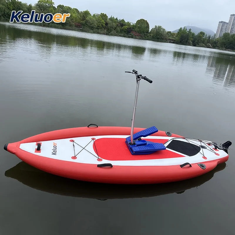 Lightweight Inflatable Fishing Pedal Kayak 12 FT Single Person Standing On Top Ocean Kayak PVC Material