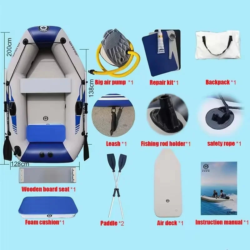 SolarMarine 175-230CM 1-3 Person Inflatable Boats All Free Parts Free Shipping Air Cushion Safety Family Water Play Fishing Boat