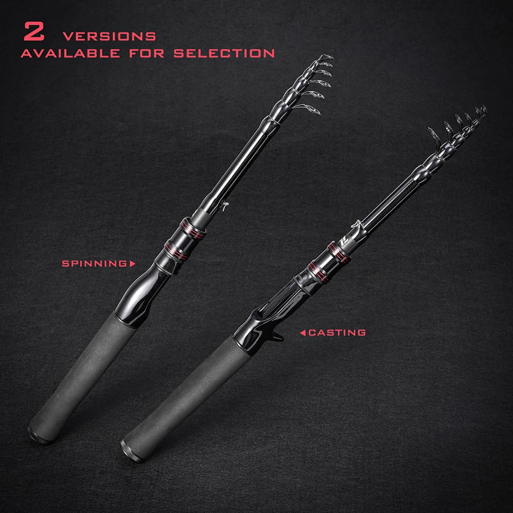 Telescopic Rod, Ergonomic Graphite High-Strength Fishing Line Reel Seat 5-7 Sections Spinning Rod/ Casting Rod 4.9-5.9-6.9ft